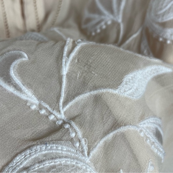 ANTHROPOLOGIE Cream Ivory Floral Embroidered Blouse Top 1X Dressy - Picture 9 of 15